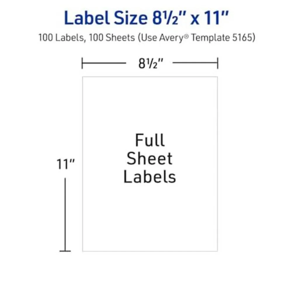 Avery Full-Sheet Printable Shipping Labels, 8.5